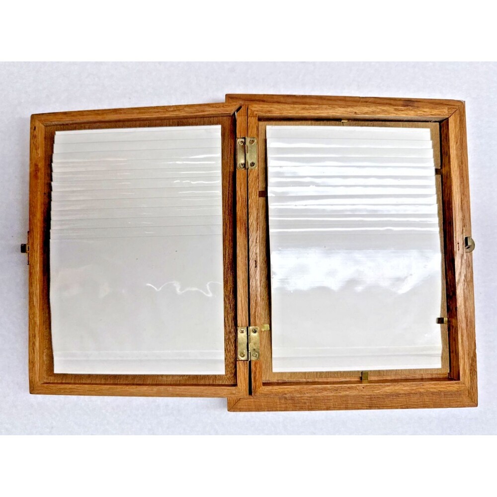 Wooden 5x7 Picture Frame Hidden Photo Storage Hinged Tabletop Oak Vintage - Picture 6 of 7